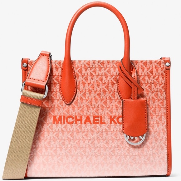 Michael Kors Mirella Small Ombré Signature Logo Crossbody Bag Red Clay - Picture 1 of 9